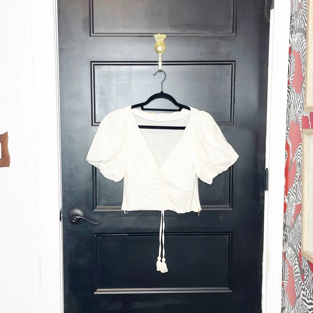 Anthropologie Especia White Puff Sleeve Blouse